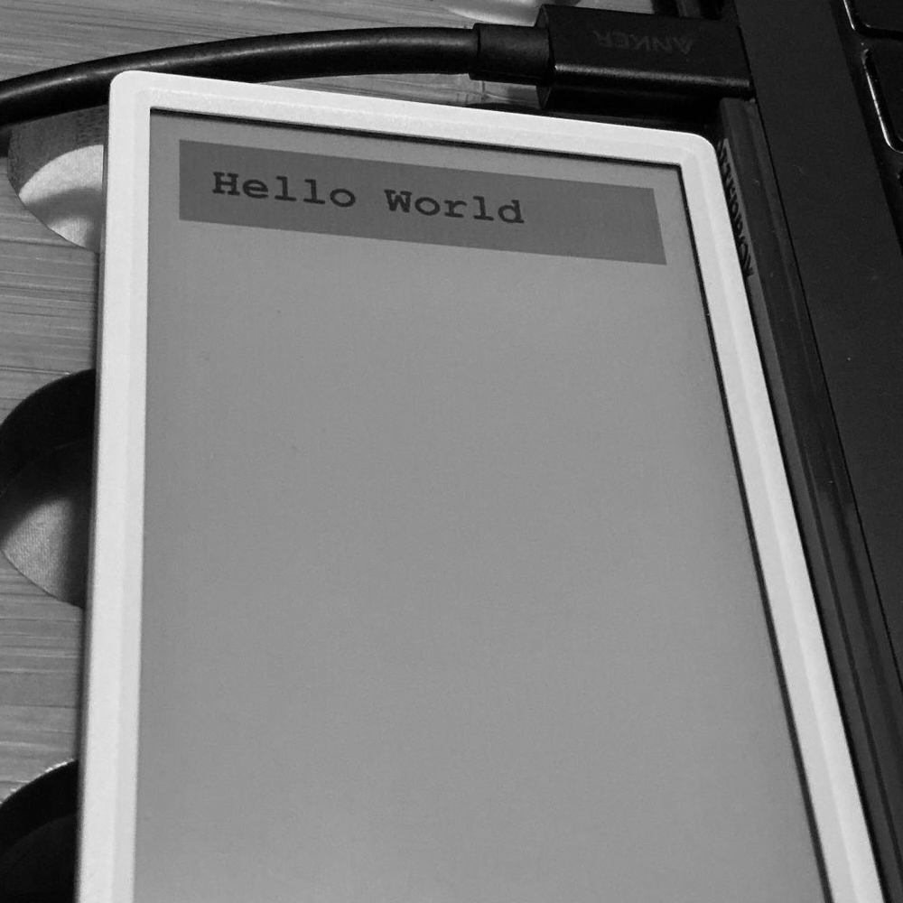 M5 Paper displaying the hello world header again